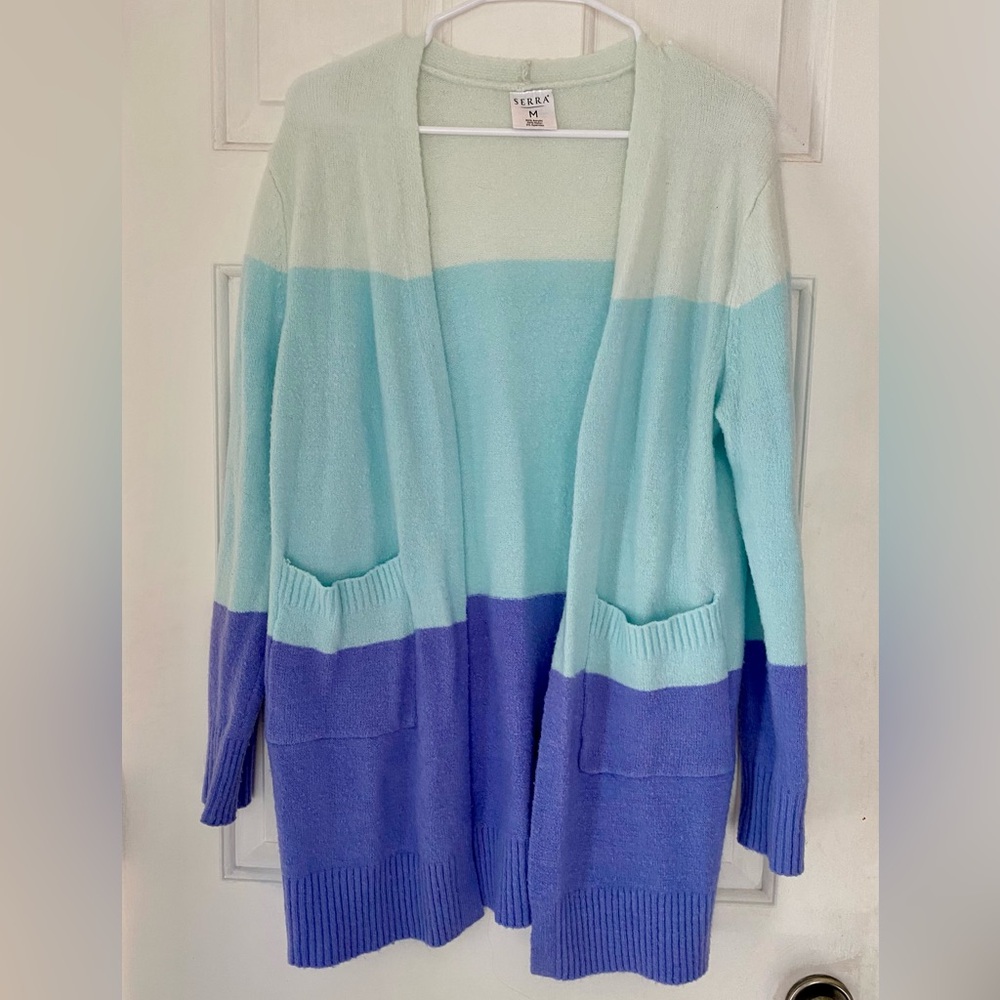 Serra Blue and Purple Striped Cardigan
